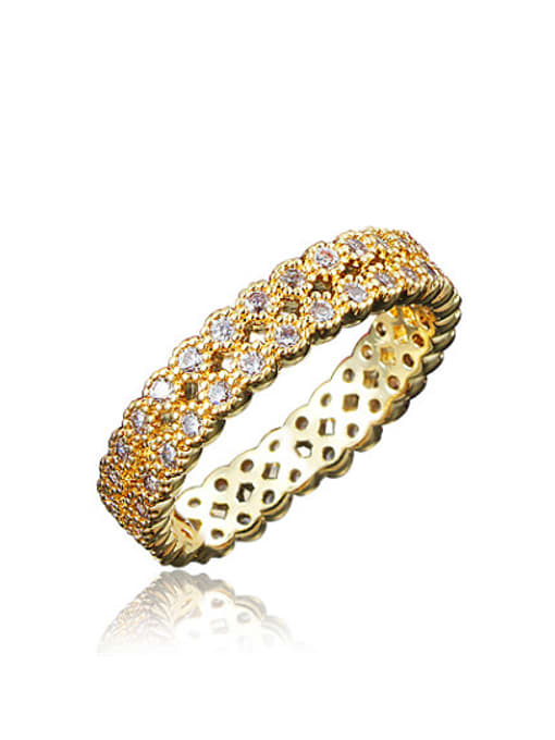 SANTIAGO Exquisite 18K Gold Plated Copper Zircon Ring 0