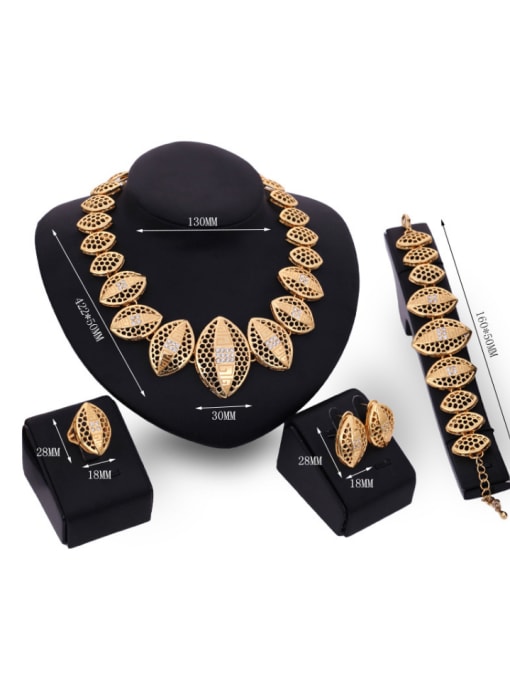 BESTIE Alloy Imitation-gold Plated Vintage style Hollow leaf-shaped Four Pieces Jewelry Set 2