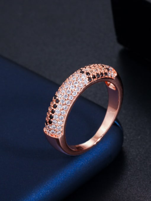 Rose  8# Copper With  Cubic Zirconia  Delicate Round Band Rings