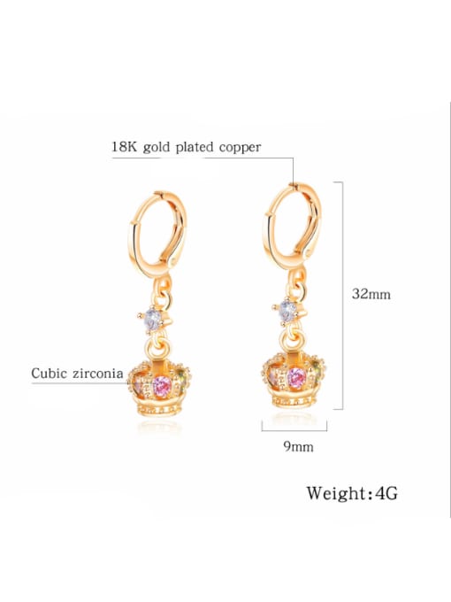 Open Sky Copper With Gold Plated Personality Crown Earrings 2
