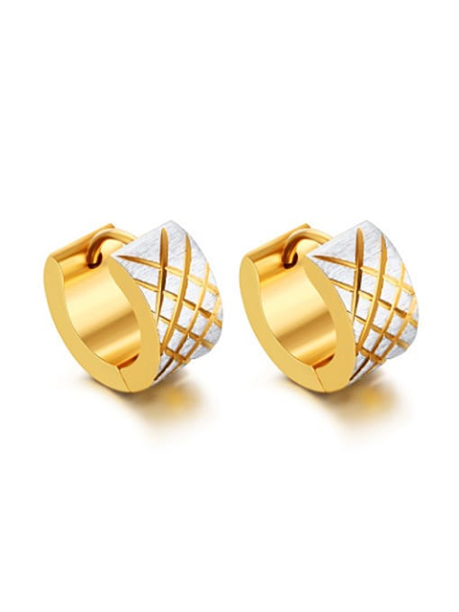 CONG All-mach Gold Plated Geometric Shaped Titanium Clip Earrings 0
