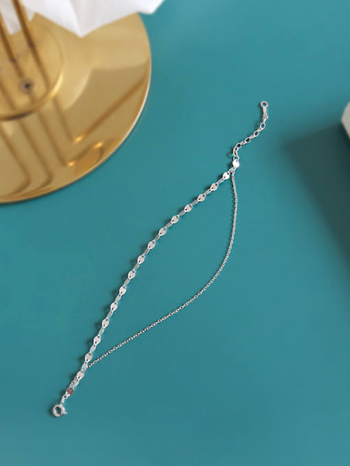 DAKA Sterling Silver simple double-layer tile Chain Bracelet 0