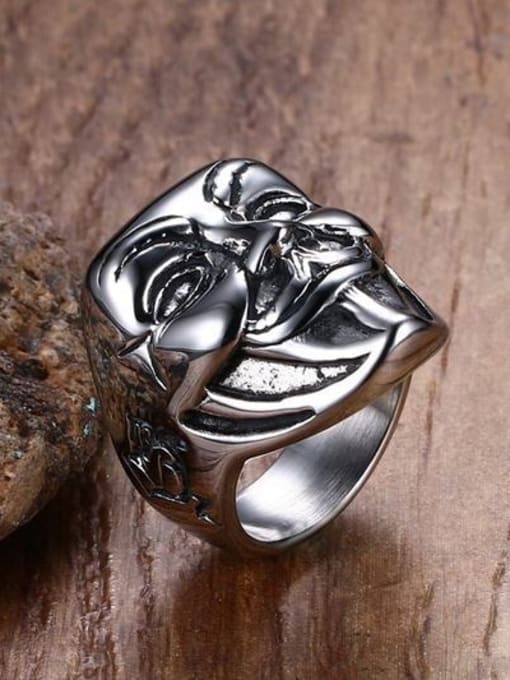 CONG Men Personality Mask Shaped Stainless Steel Ring 1