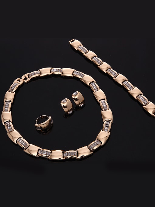 BESTIE Alloy Imitation-gold Plated Fashion Rhinestones Four Pieces Jewelry Set 1