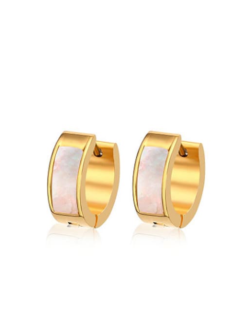 CONG Creative Gold Plated Colorful Shell Titanium Clip Earrings