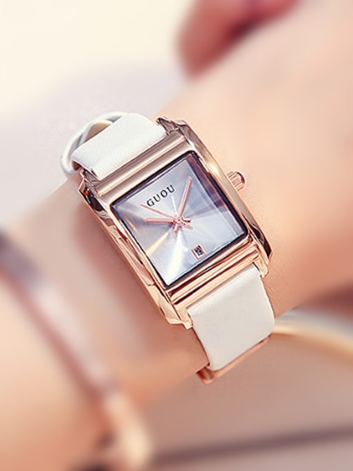 White 2018 GUOU Brand Simple Square Watch
