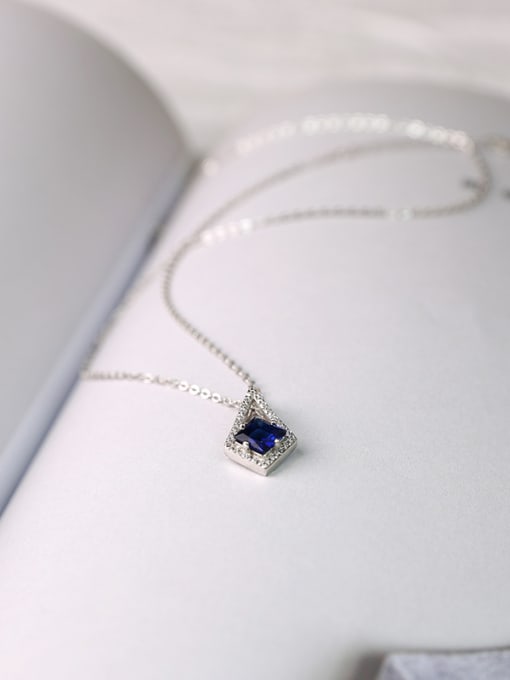 Peng Yuan Fashion Sapphire Geometrical Silver Necklace 2