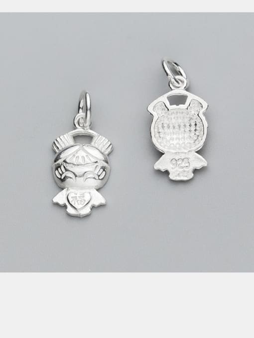 FAN 925 Sterling Silver With Silver Plated Personality doll Charms 1