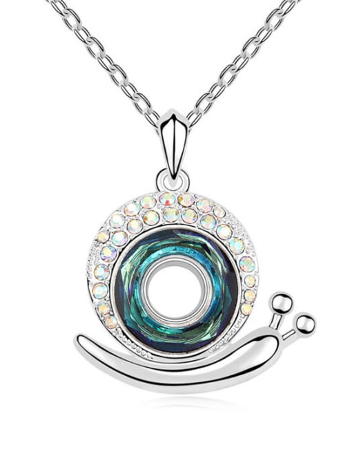 royal blue Fashion austrian Crystals Little Snail Pendant Alloy Necklace