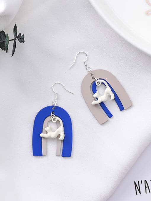 Girlhood Alloy With White Gold Plated Cute Animal cat Drop Earrings 1