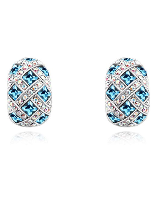 blue Personalized Shiny austrian Crystals Alloy Stud Earrings