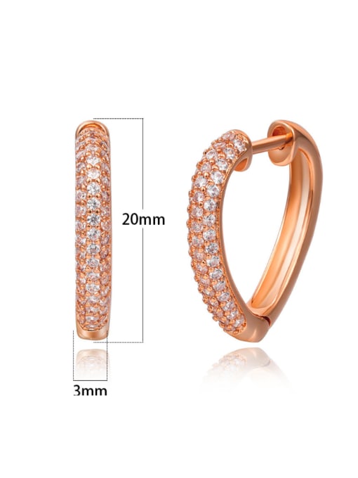 Rose Gold Western Style Plating Micro Pave Zircons Clip Earrings