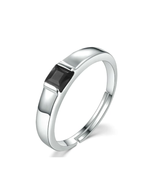 white gold plated Simple Classical Agate Unisex Silver Ring