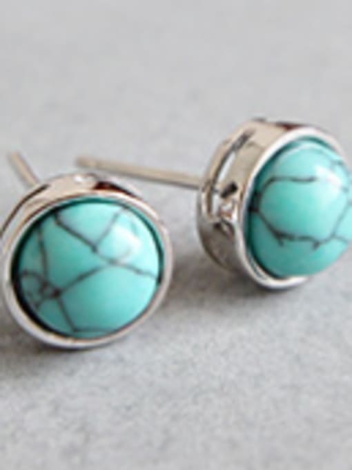 Turquoise Sterling Silver half jewel style Onyx crystal blue sandstone earrings
