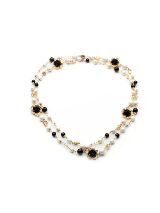 KM 2018 Double Layer Artificial Pearls Necklace 0