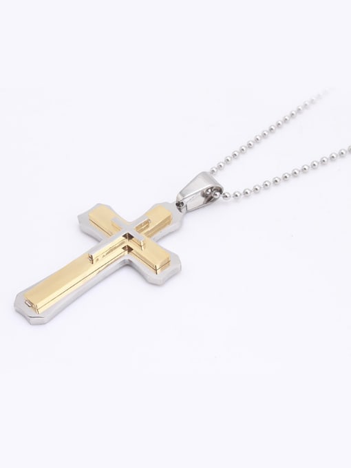 RANSSI Fashion Gold Double Cross Necklace 1
