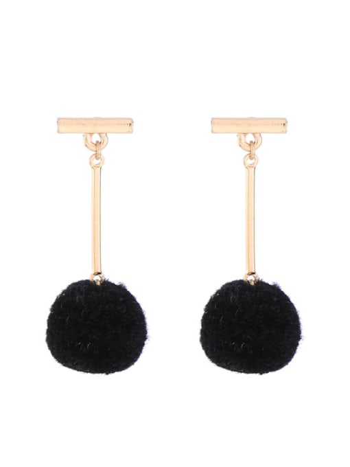 Black -1 Elegant Ball Shaped Alloy Women Drop Earrings