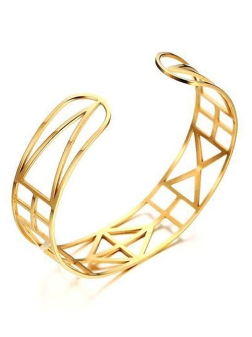 Golden Trendy Hollow Geometric Shaped Gold Plated Bangle