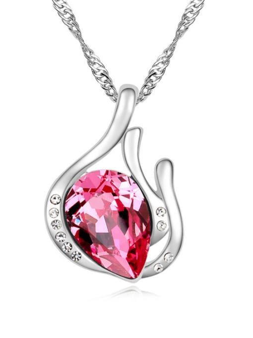 pink Simple Water Drop austrian Crystal Pendant Necklace