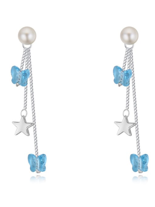 blue Fashion Butterfly austrian Crystals Star Alloy Drop Earrings