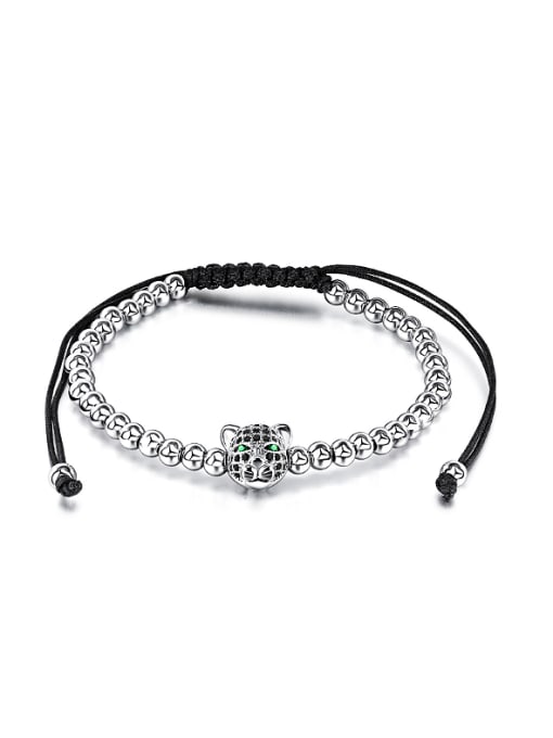 white Fashion Leopard Head Beads Bracelet