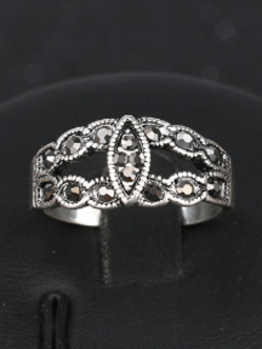 Gujin Simple White Crystals Alloy Ring 2