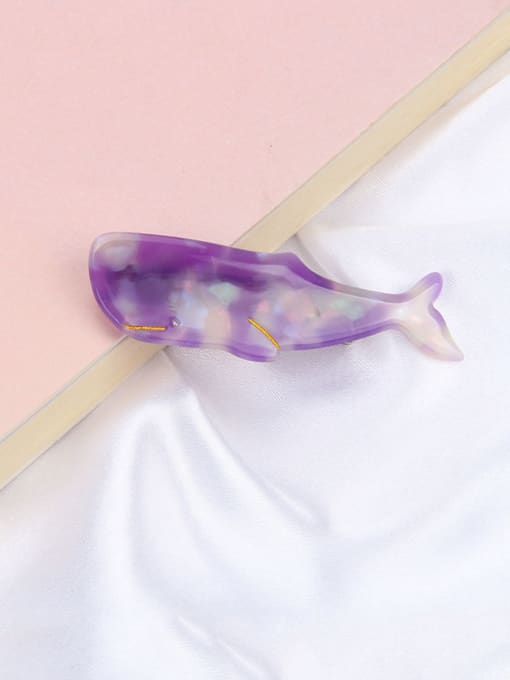 Violet Alloy With Cellulose Acetate Simplistic Whale Barrettes & Clips