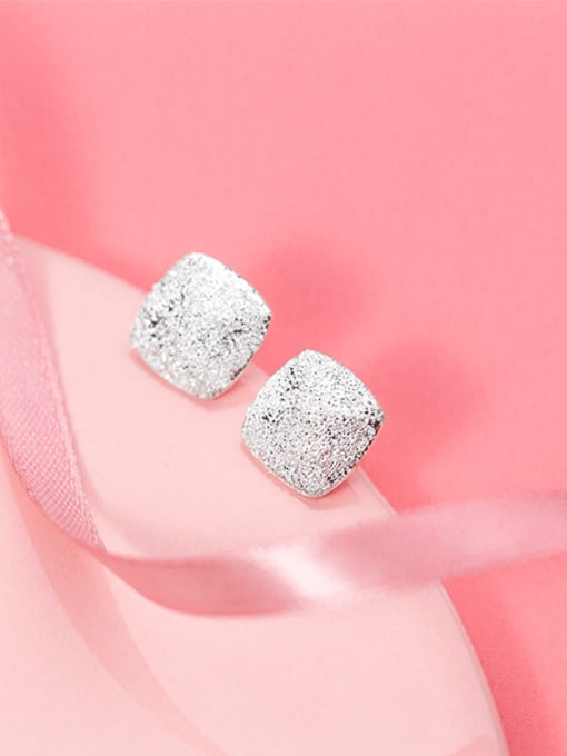 Rosh Simply Style Square Shaped Silver Stud Earrings 0