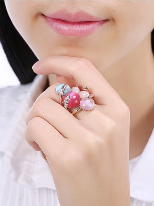 OUXI Exquisite Rose Gold Semi-precious Women Statement Ring 1