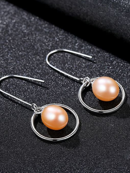 Pink Sterling Silver 8-9mm Natural Pearl simple Stud Earrings