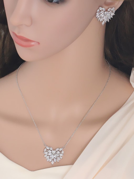 L.WIN Heart-shape earring Necklace Jewelry Set 1