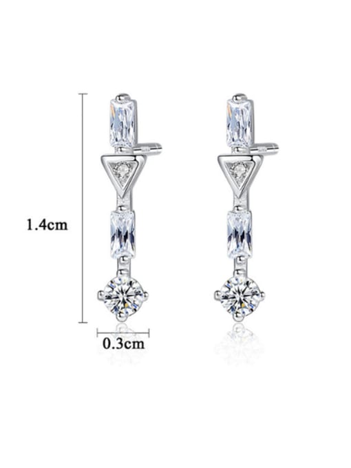 CCUI 925 Sterling Silver With White Gold Plated Delicate Geometric Stud Earrings 3