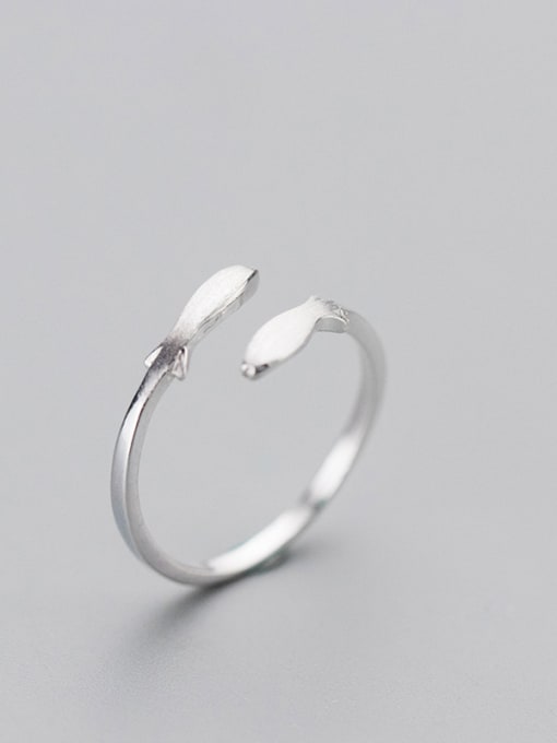 white Fresh Open Design Fish Shaped S925 Silver Ring