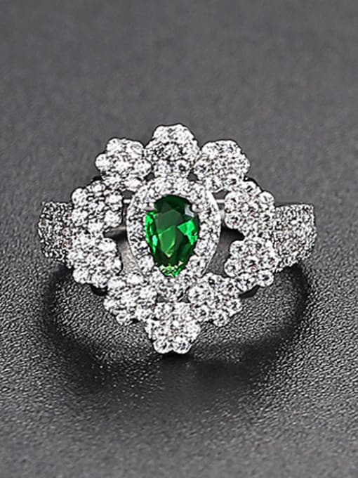 green Copper With Platinum Plated Delicate Water Drop  Free Size  Rings
