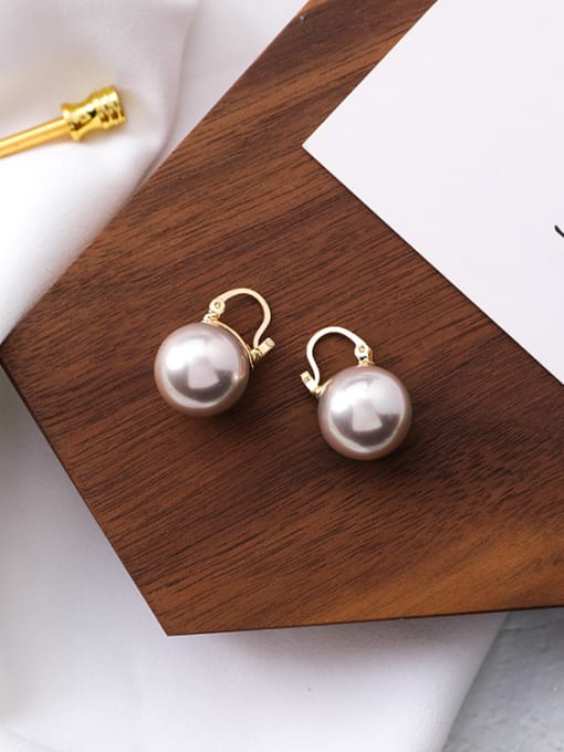 C Champagne Pearl Alloy With Imitation Pearl Clip On Earrings