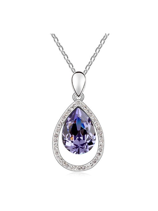 QIANZI Simple Water Drop shaped austrian Crystal Pendant Alloy Necklace 0