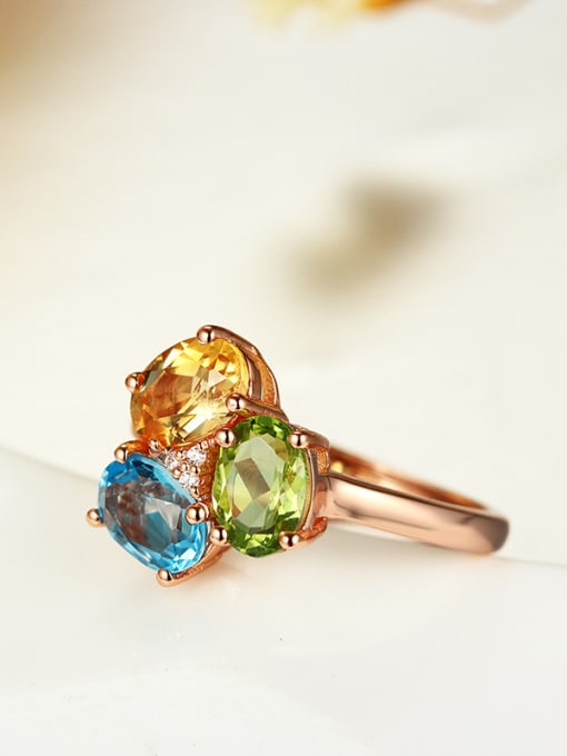 Deli Rose Gold Plated Multi-color Gemstones Ring 1