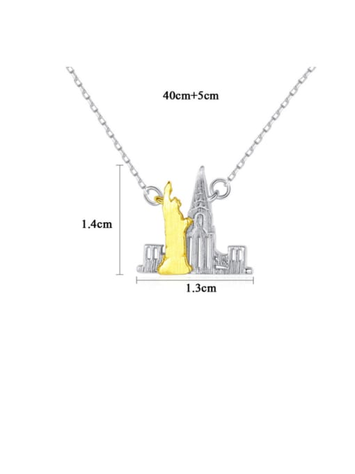 CCUI 925 Sterling Silver With Two-color Plated Personality Irregular Necklaces 4