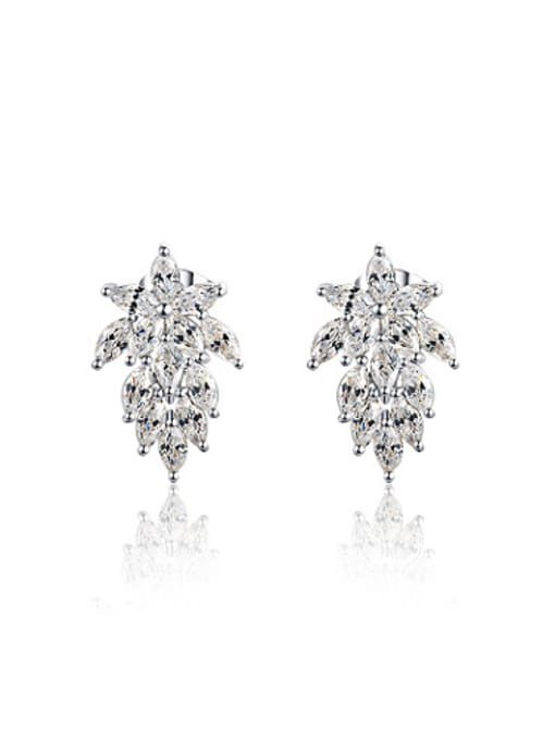 Platinum Temperament Flower Shaped Austria Crystal Stud Earrings