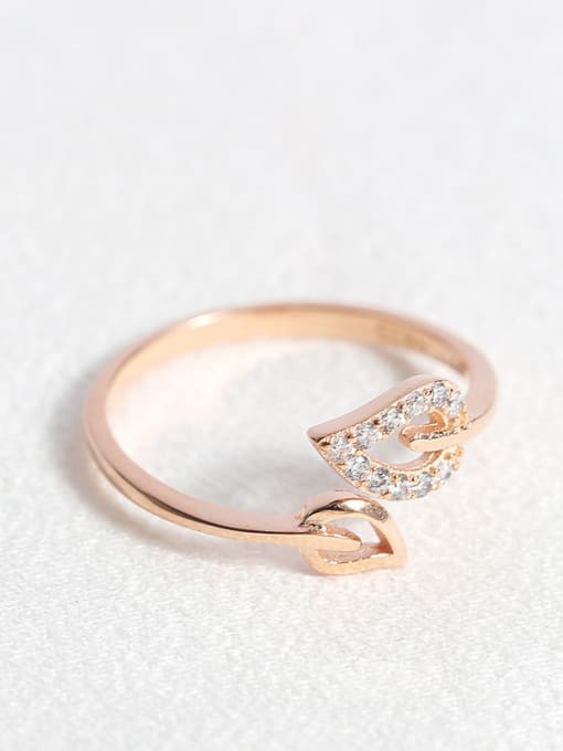 Rose Gold Fashion Little Leaves Opening Ring