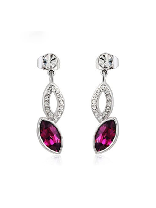 purple Fashion Ovals Austria Crystal Stud Earrings
