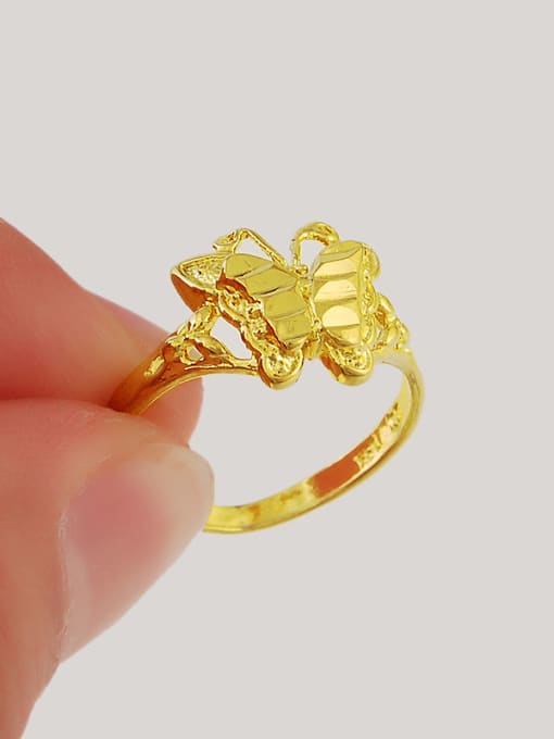 Yi Heng Da Temperament Gold Plated Butterfly Shaped Copper Ring 2