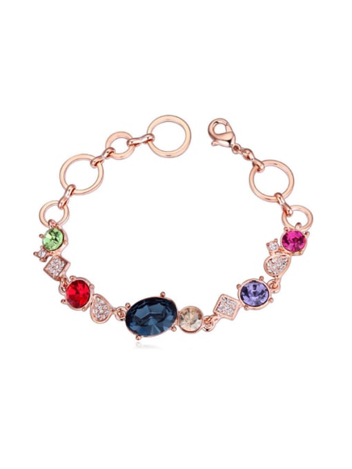 QIANZI Fashion Shiny austrian Crystals Rose Gold Plated Bracelet