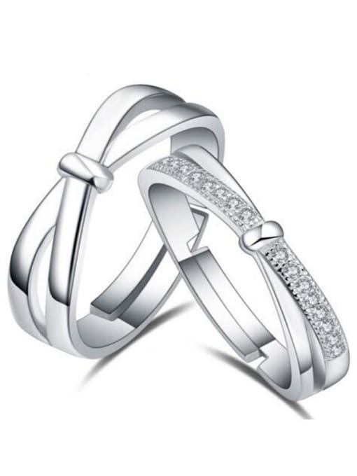 Love scar opens to ring 925 Sterling Silver With Cubic Zirconia Simplistic  loves  Band Rings