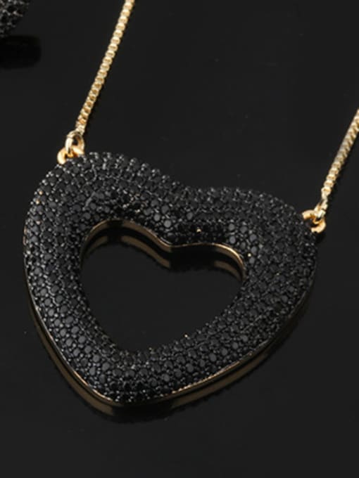 Pendant (black) Copper With Cubic Zirconia Classic Heart Jewelry Sets