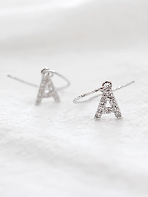 DAKA Personalized Cubic Zircon Letter A Silver Earrings 2
