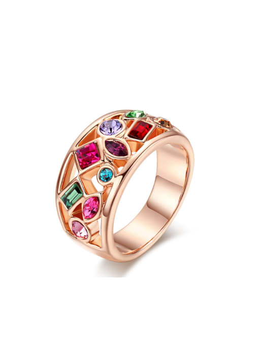 ZK Colorful Zircons Retro Style Plating Ring 0