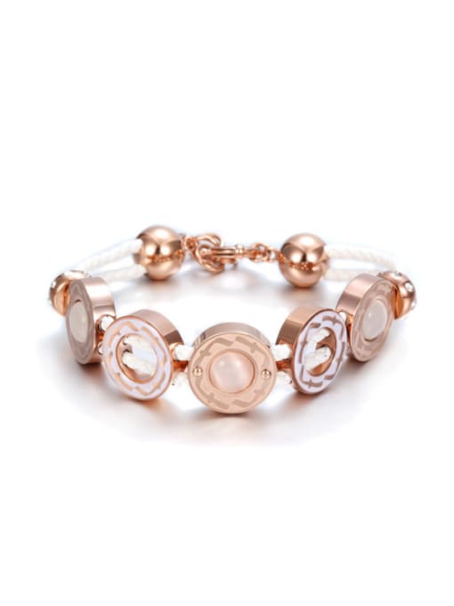 Rose Gold And White Retro Style Colorful Opal Glue Bracelet