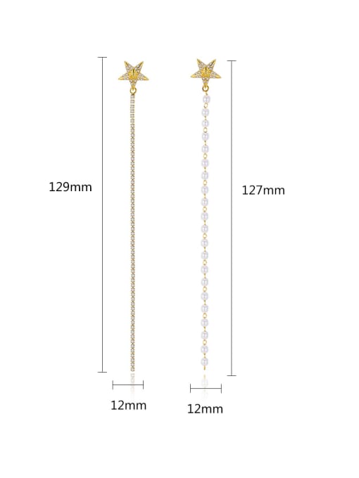 BLING SU Copper With 3A cubic zirconia Trendy Star Drop Earrings 4