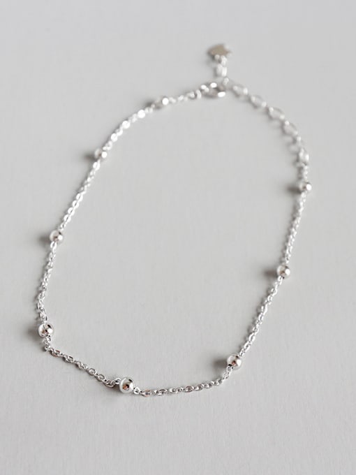 DAKA 925 Sterling Silver With Platinum Plated Classic Ball Anklets 2